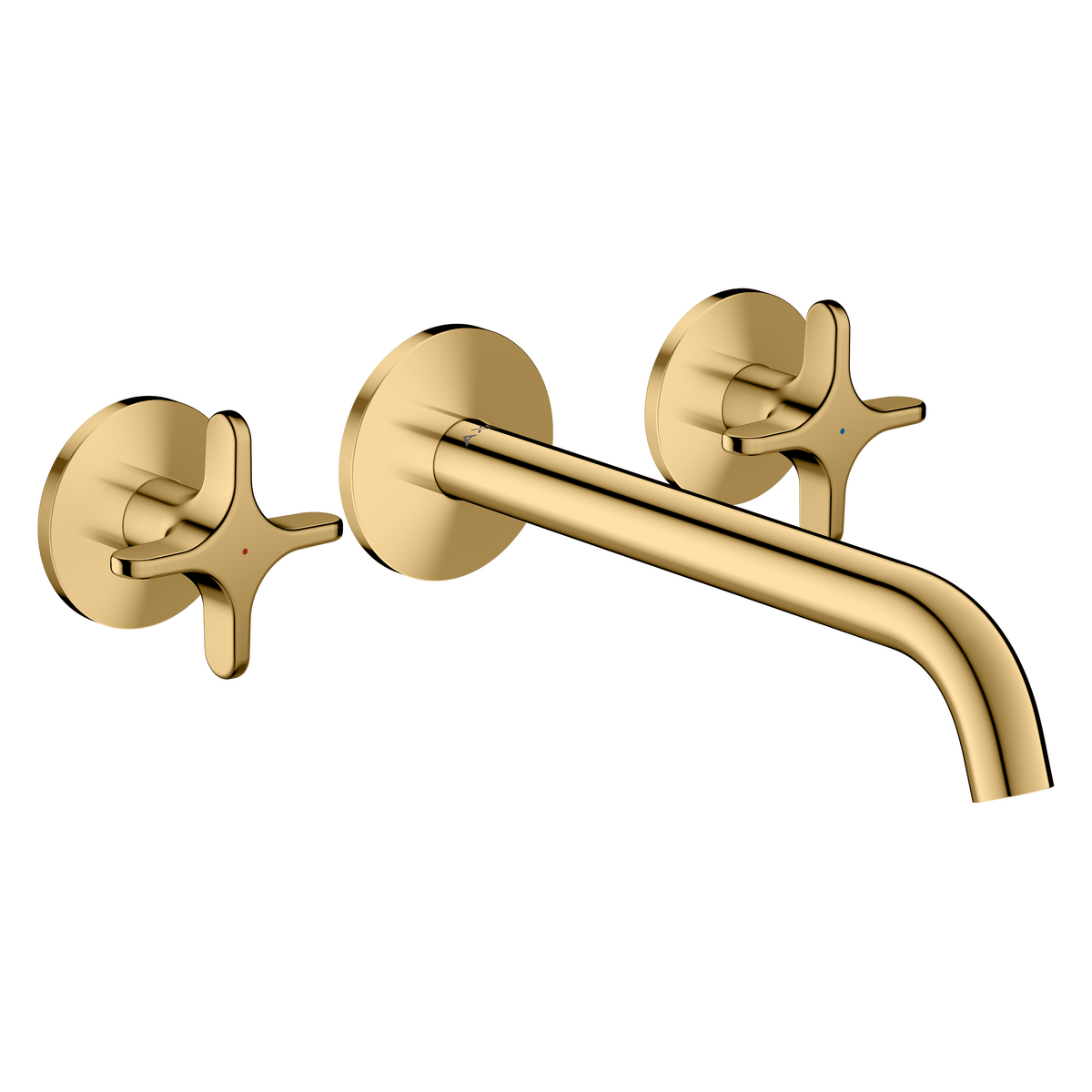 Axor One 5.3 GPM 3-Hole 220 Cross Handle Wall Mounted Polished Gold Optic Tub Filler