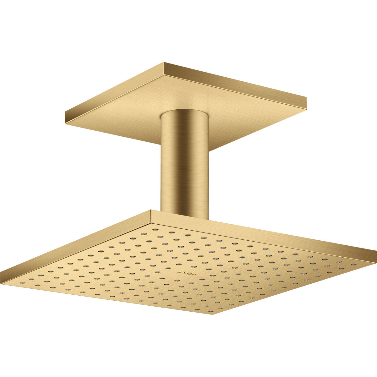Axor ShowerSolutions 2.5 GPM 250 2-Jet Brushed Gold Optic Square Showerhead With Ceiling Connection