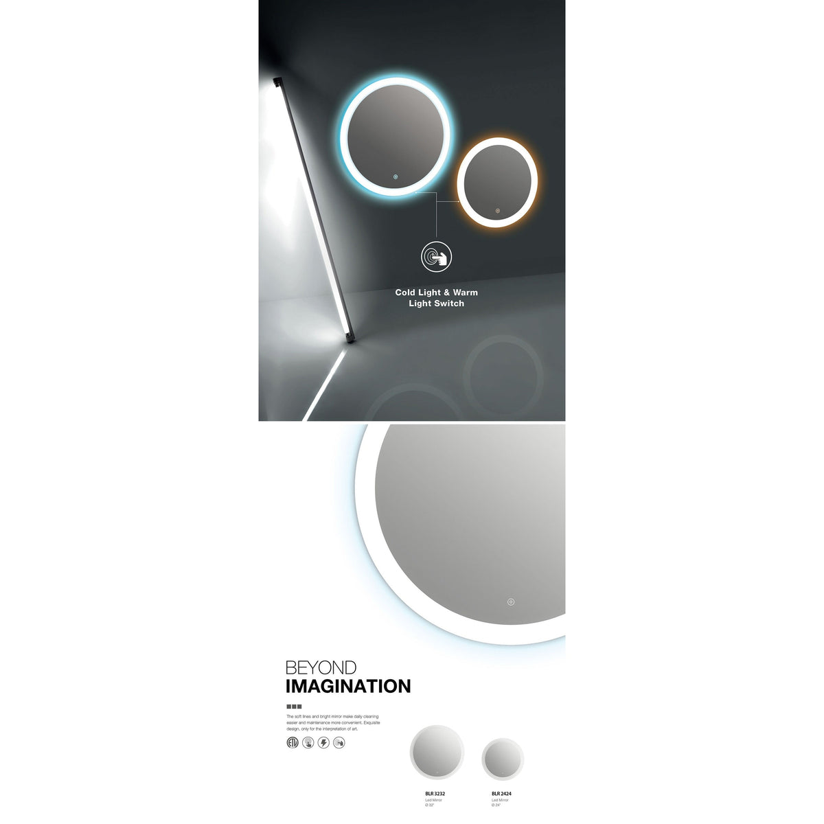 BNK BLR3232 Round LED Mirror With Frost Edge