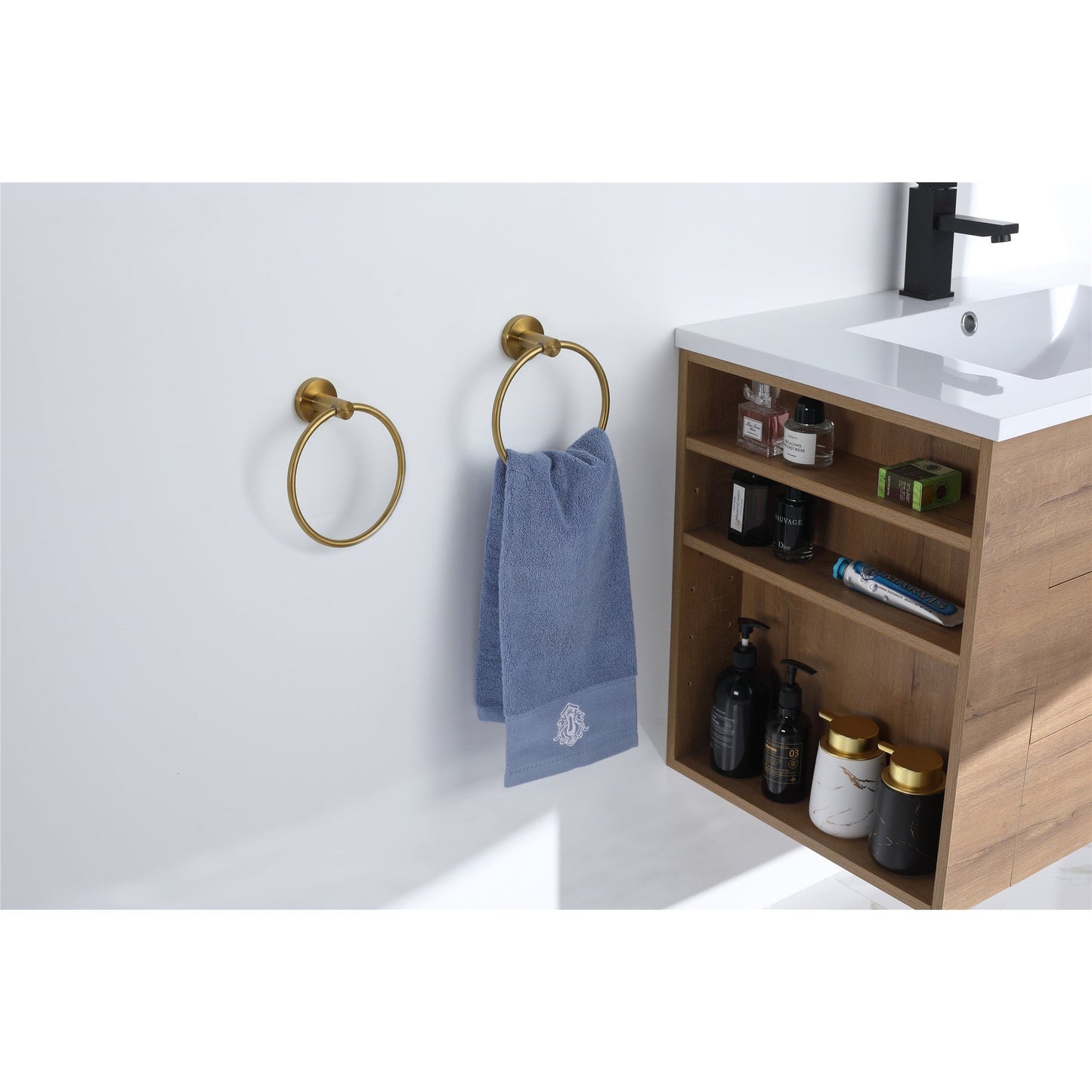 Bathlyn Elizabeth Set of 2 Brass Gold Stainless Steel Wall Mounted Towel Ring