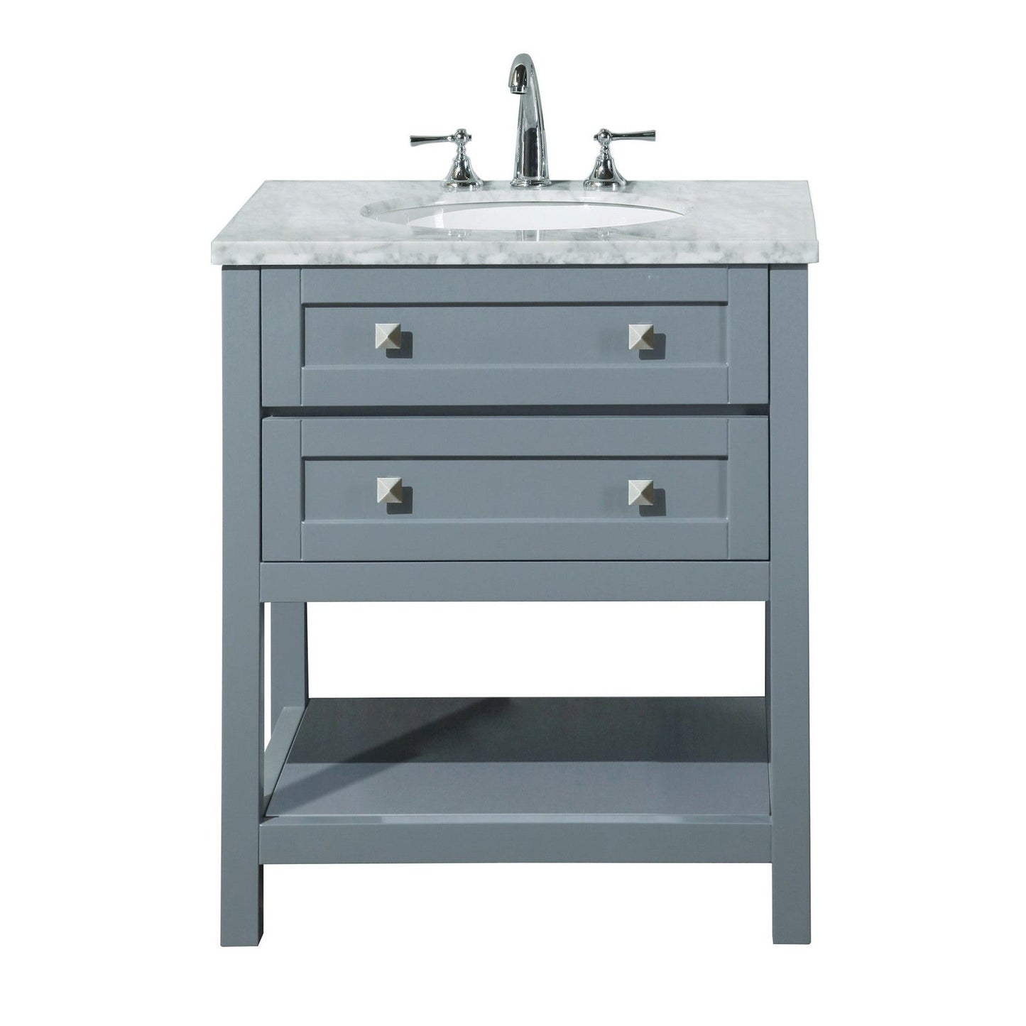 Bathlyn Single Freestanding Bath Vanity in Gray with White Carrara Marble Top