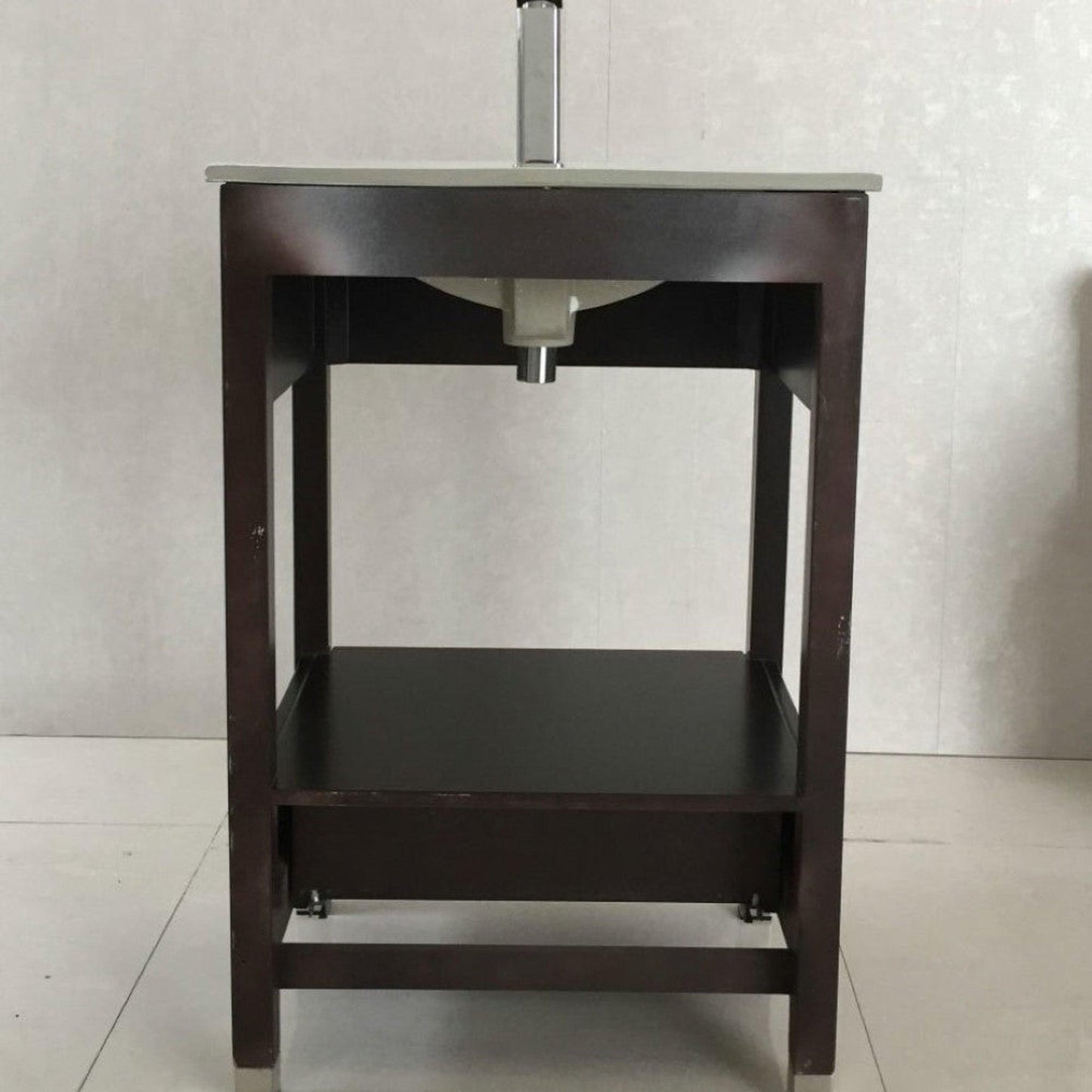 Bellaterra Home 24" 1-Drawer Espresso Freestanding Vanity Set With Ceramic Integrated Sink and Ceramic Top