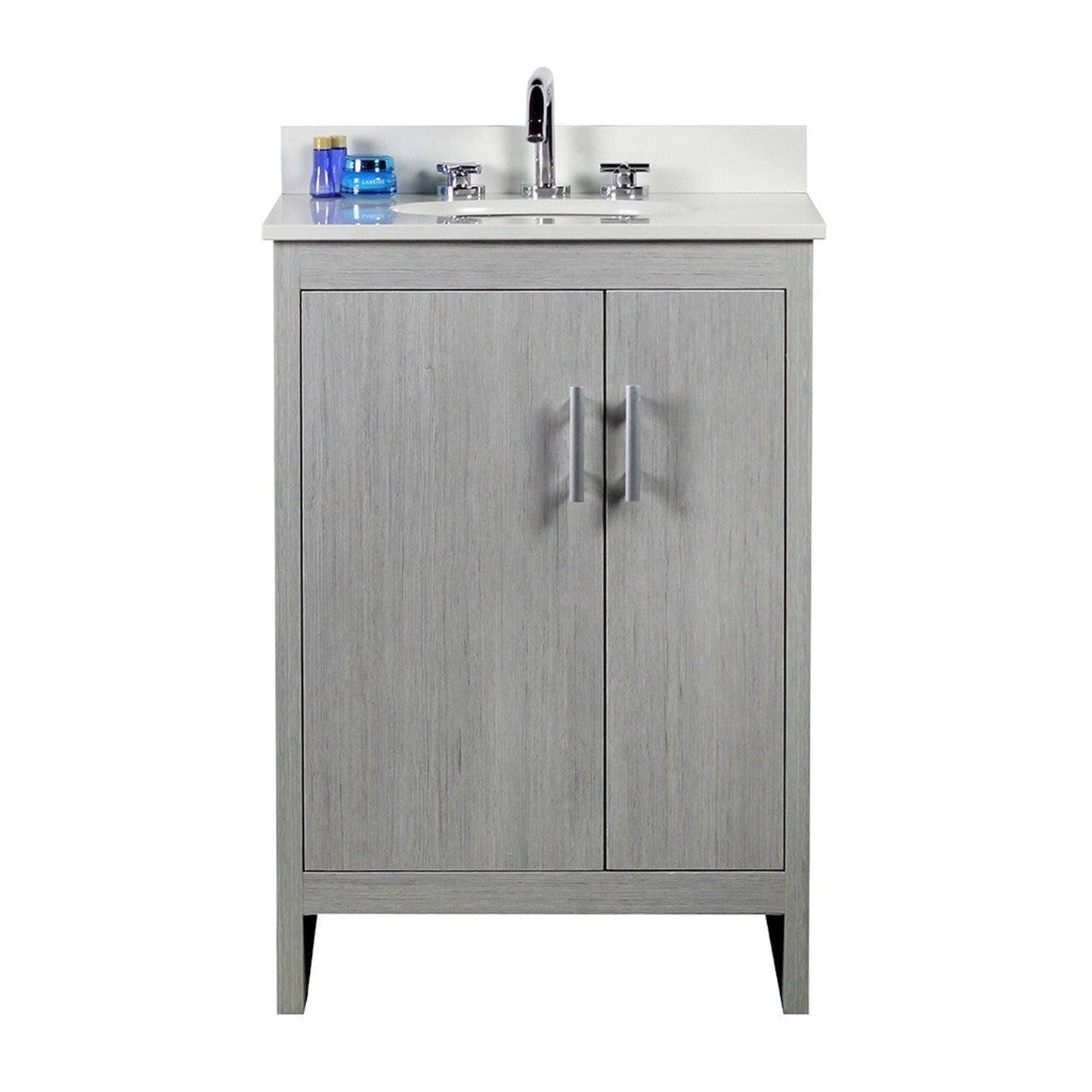 Bellaterra Home 25" 2-Door 1-Drawer Gray Pine Freestanding Vanity Set With Ceramic Undermount Sink and White Quartz Top