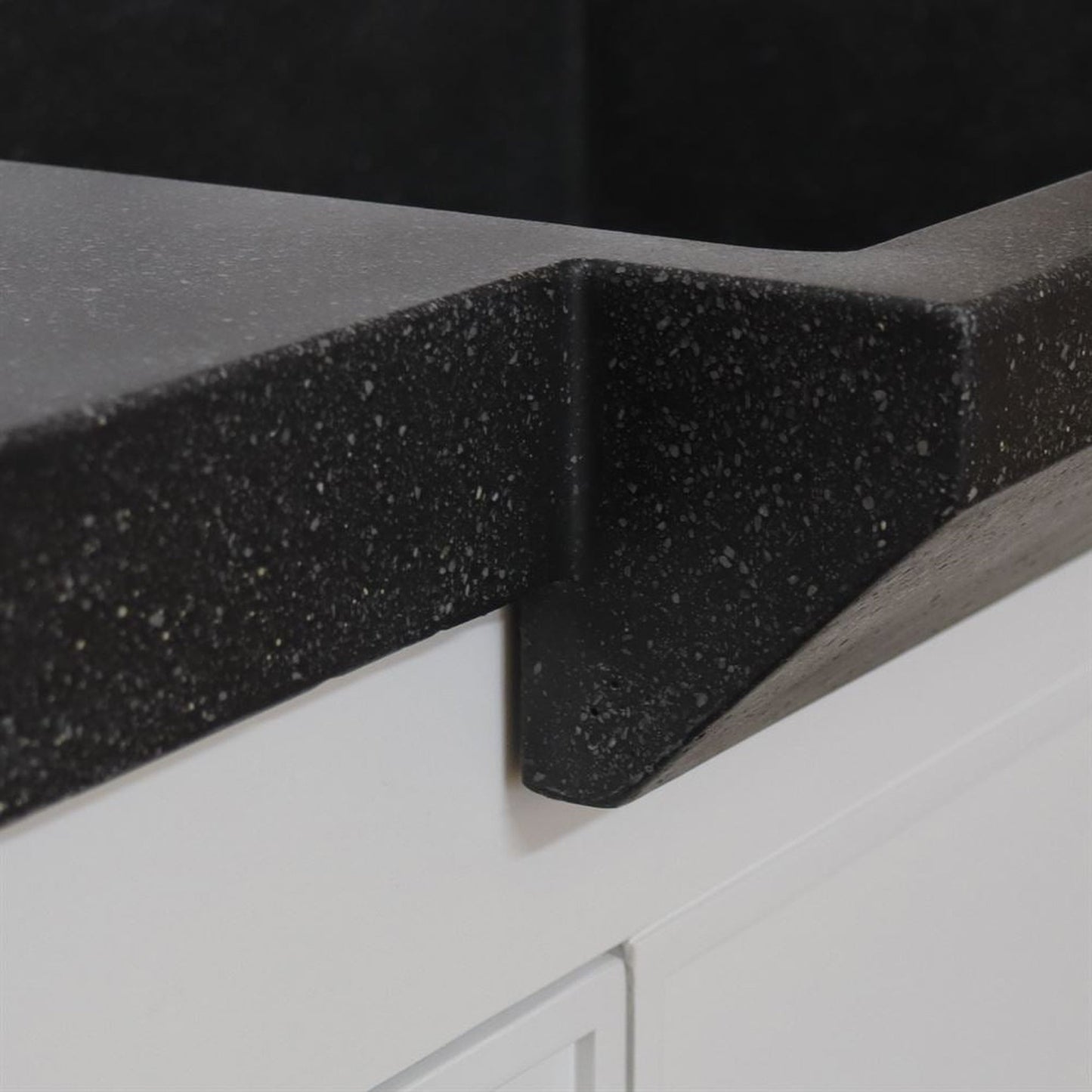 Bellaterra Home 39" 2-Door 6-Drawer White Freestanding Vanity Set With Concrete Integrated Sink and Black Concrete Top, and Black Hardware