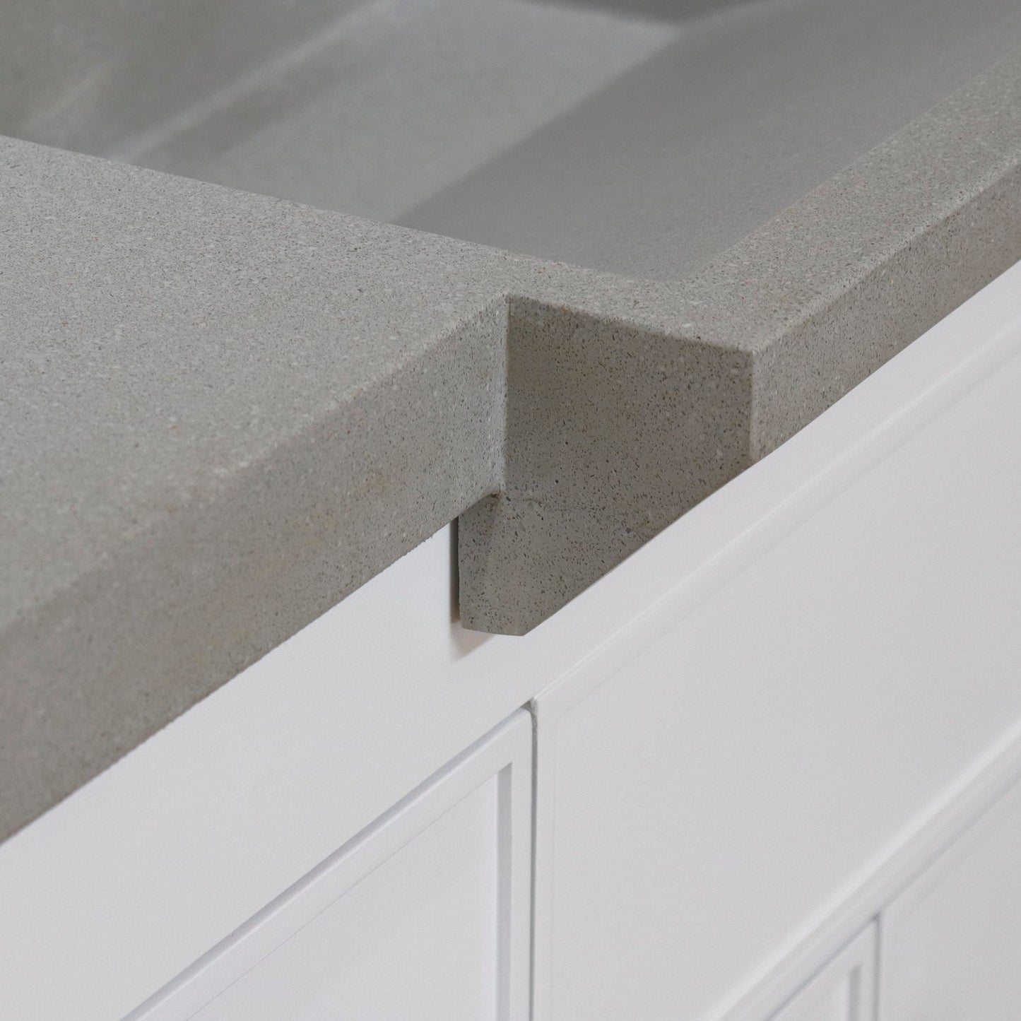 Bellaterra Home 39" 2-Door 6-Drawer White Freestanding Vanity Set With Concrete Integrated Sink and Gray Concrete Top, and Black Hardware