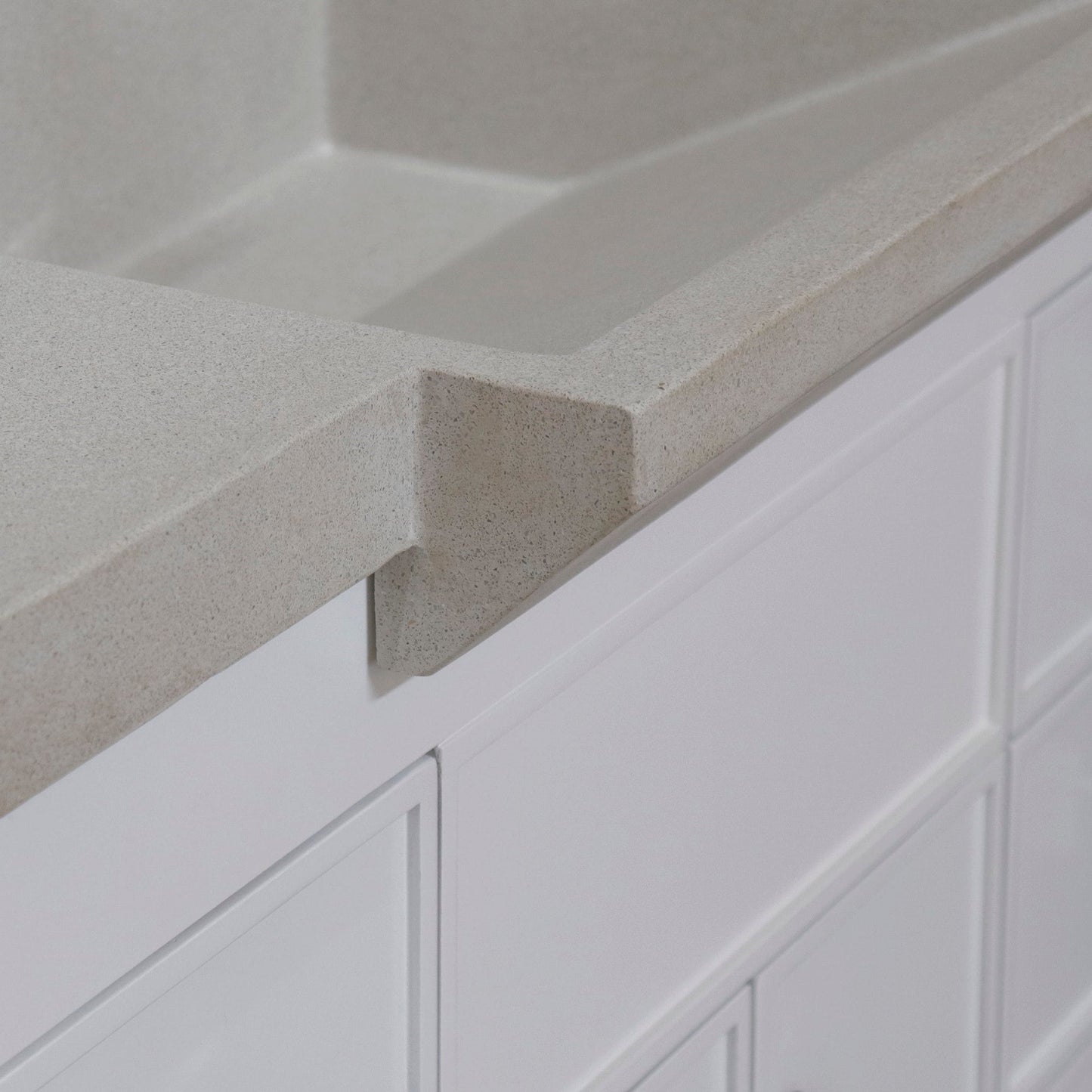 Bellaterra Home 39" 2-Door 6-Drawer White Freestanding Vanity Set With Concrete Integrated Sink and White Sand Concrete Top, and Brushed Nickel Hardware