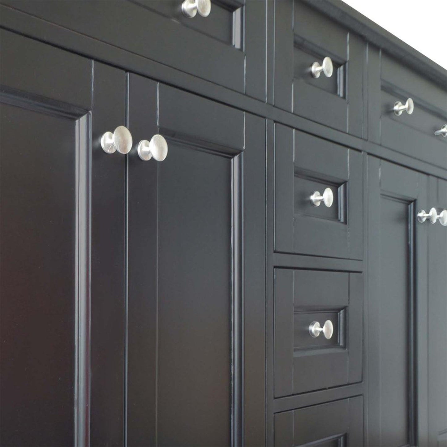 Bellaterra Home 62" 4-Door 4-Drawer Black Freestanding Vanity Set With Ceramic Double Undermount Oval Sink and Black Galaxy Top