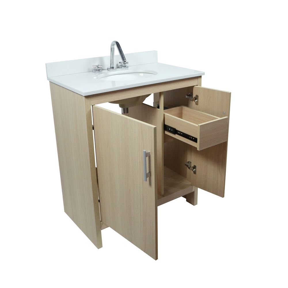 Bellaterra Home 808130-31-CO 31" Gray Pine Single Sink Vanity With White Engineered Stone and Oval Sink