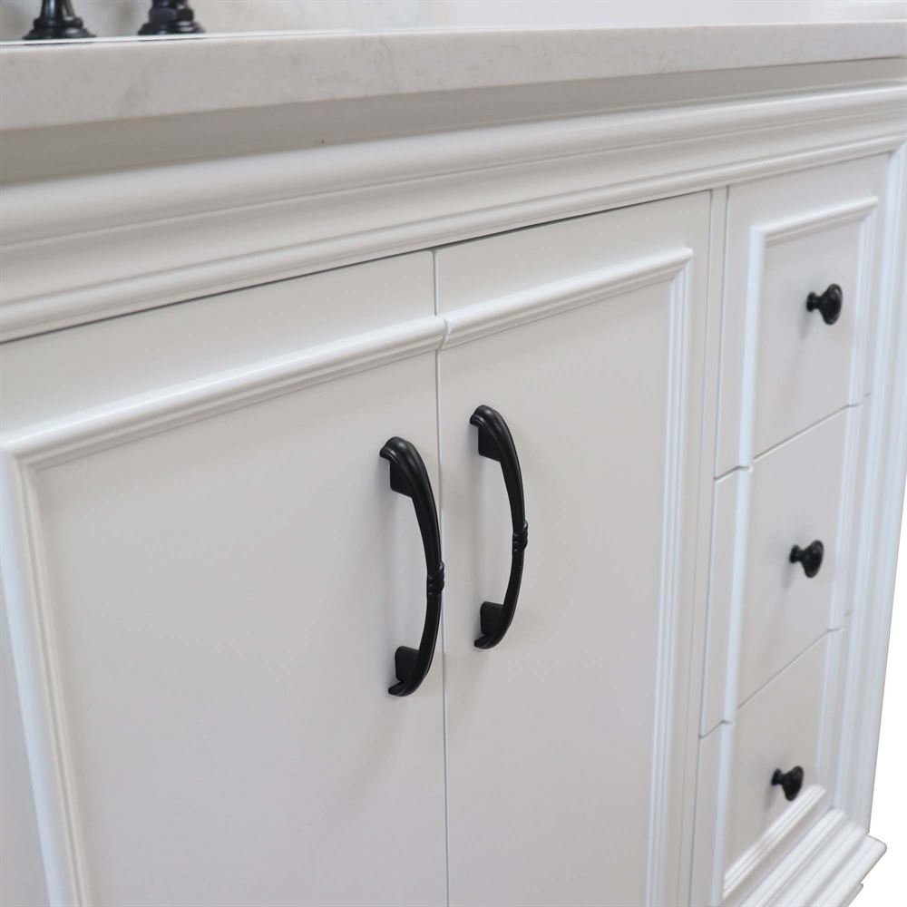 Bellaterra Home A3722-WH-AQ 37" White Transitional Single Sink Vanity With Engineered Stone Top