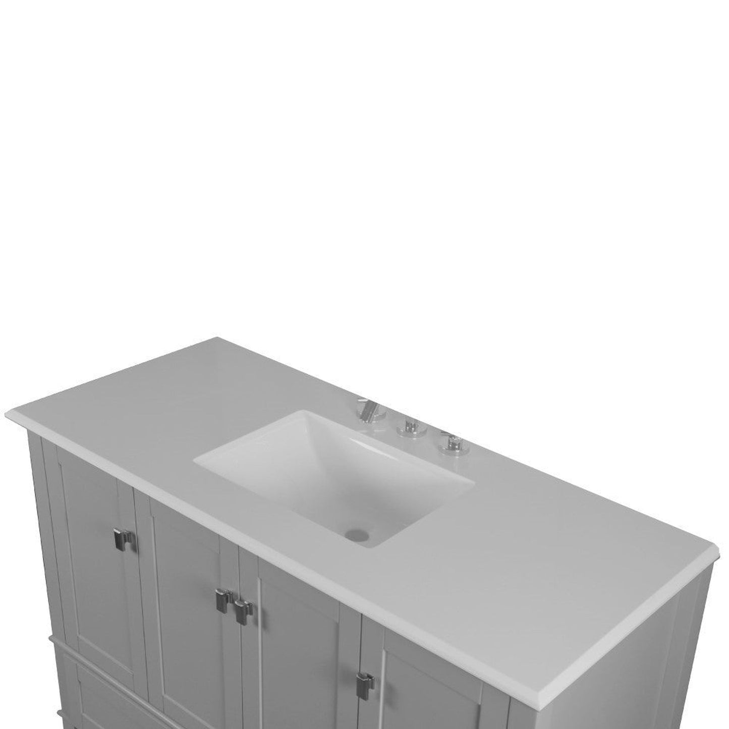 Bellaterra Home Aurora 49" 4-Door 2-Drawer Gray Freestanding Vanity Set With Ceramic Undermount Rectangular Sink and Engineered Quartz Stone Top