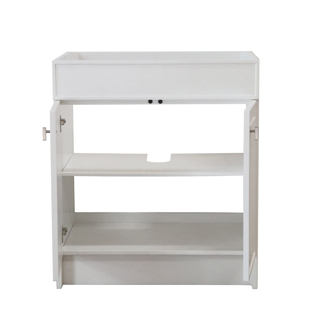 Bellaterra Home F30B-BN-CAB 30" White Single Foldable Vanity Cabinet With Brushed Nickel Hardware