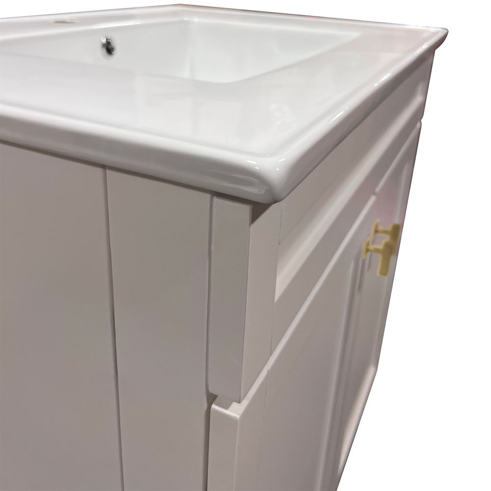 Bellaterra Home F31A-GD-CE 31" White Single Foldable Sink Vanity with White Ceramic Top