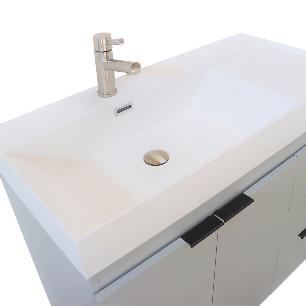 Bellaterra Home G3918-FG-SW 39" French Gray Single Sink Vanity With White Composite Granite Sink Top