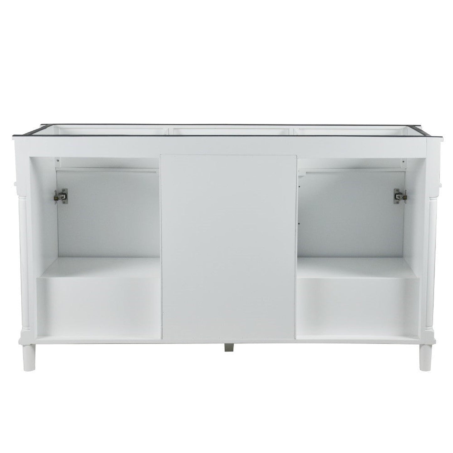 Bellaterra Home Napa 60" 2-Door 4-Drawer White Freestanding Vanity Set With Ceramic Undermount Rectangular Sink and White Carrara Marble Top, and Brushed Nickel Hardware