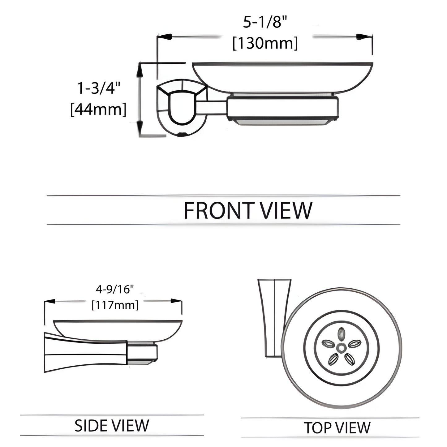 Blossom 400 Series 5" x 2" Chrome Brass Soap Holder