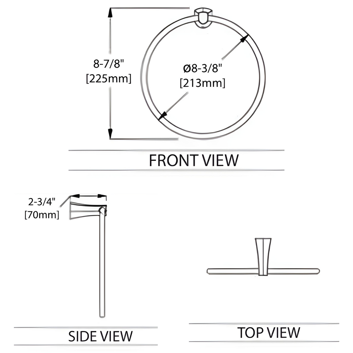 Blossom 400 Series 8" x 9" Chrome Brass Towel Ring