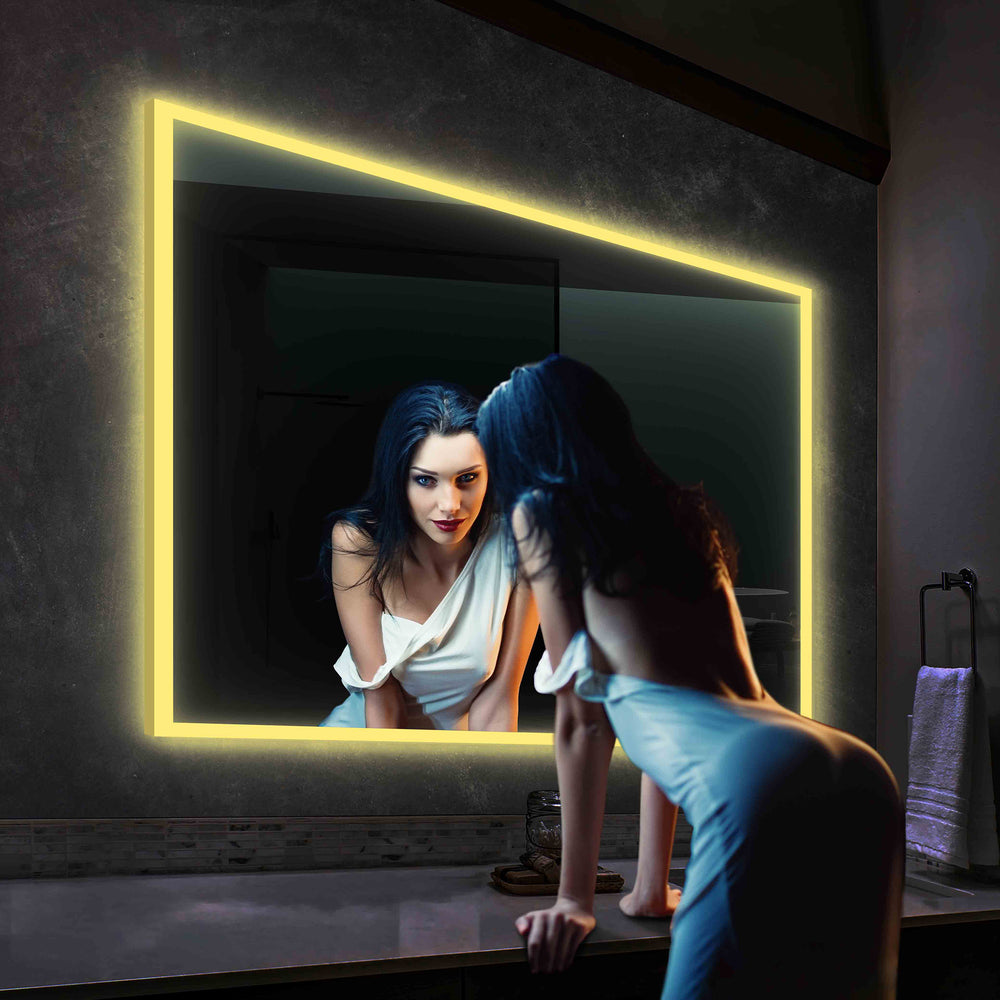 Blossom Beta 48" x 30" Wall-Mounted Square LED Mirror With Frosted Sides