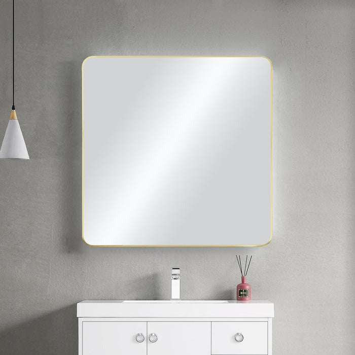 Blossom FM2 36"x36" Brush Gold Square Sleek Durable Metal Framed Mirror