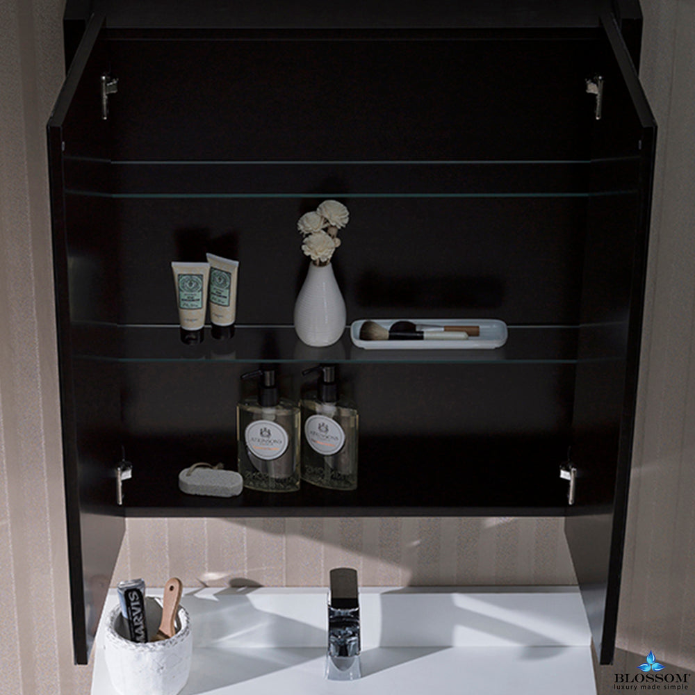 Blossom Monaco 30" x 32" Matte White Wall-Mounted Rectangle Adjustable Glass Shelves Medicine Cabinet