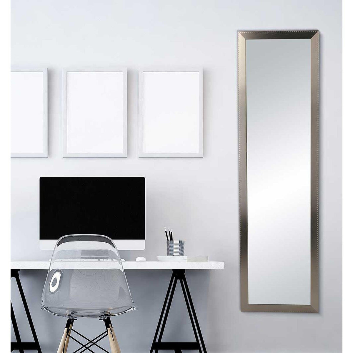 Brandtworks Embossed 30" Embossed Silver Wall Mirror
