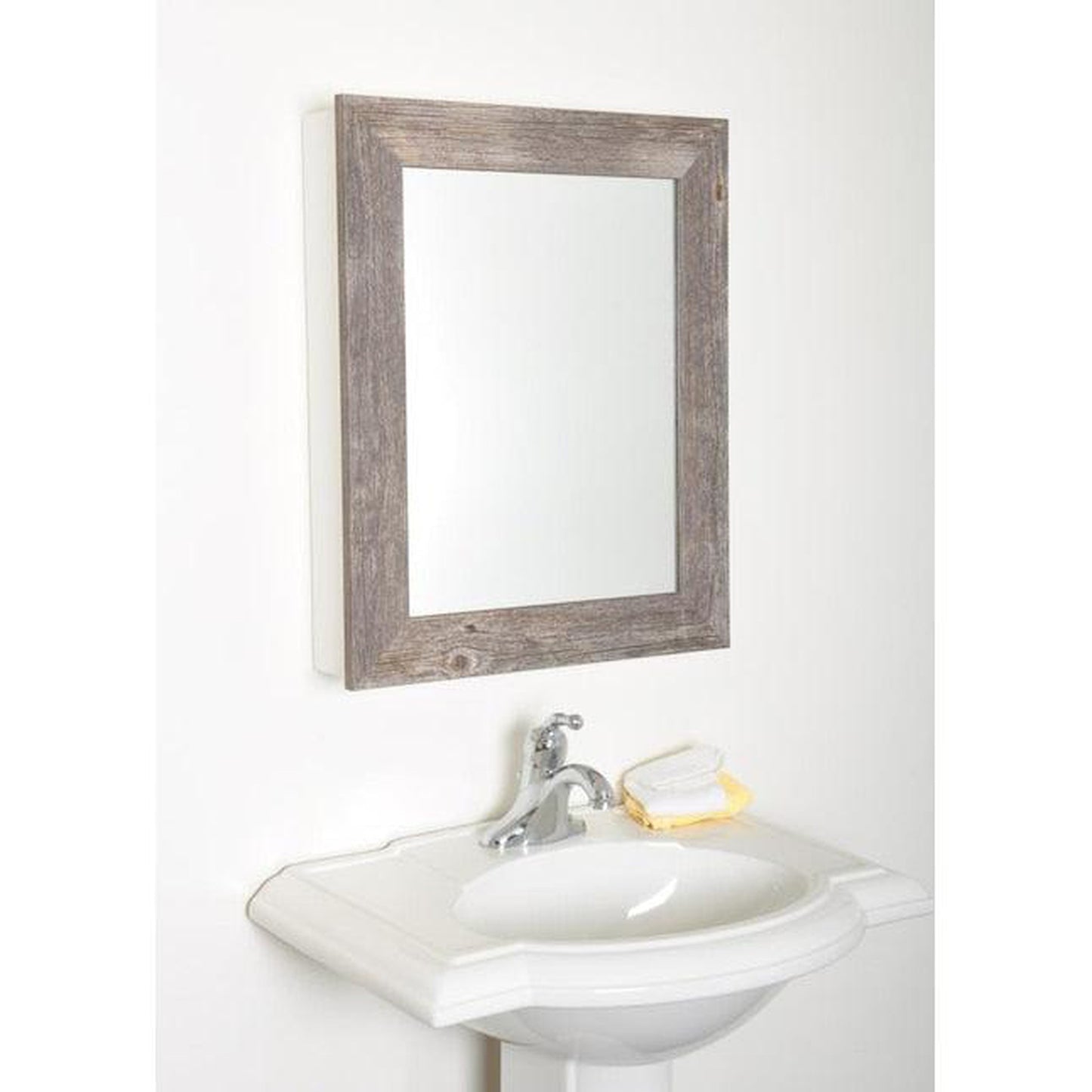 Brandtworks Framed Wooden 27" x 22" Cool Gray Medicine Cabinet