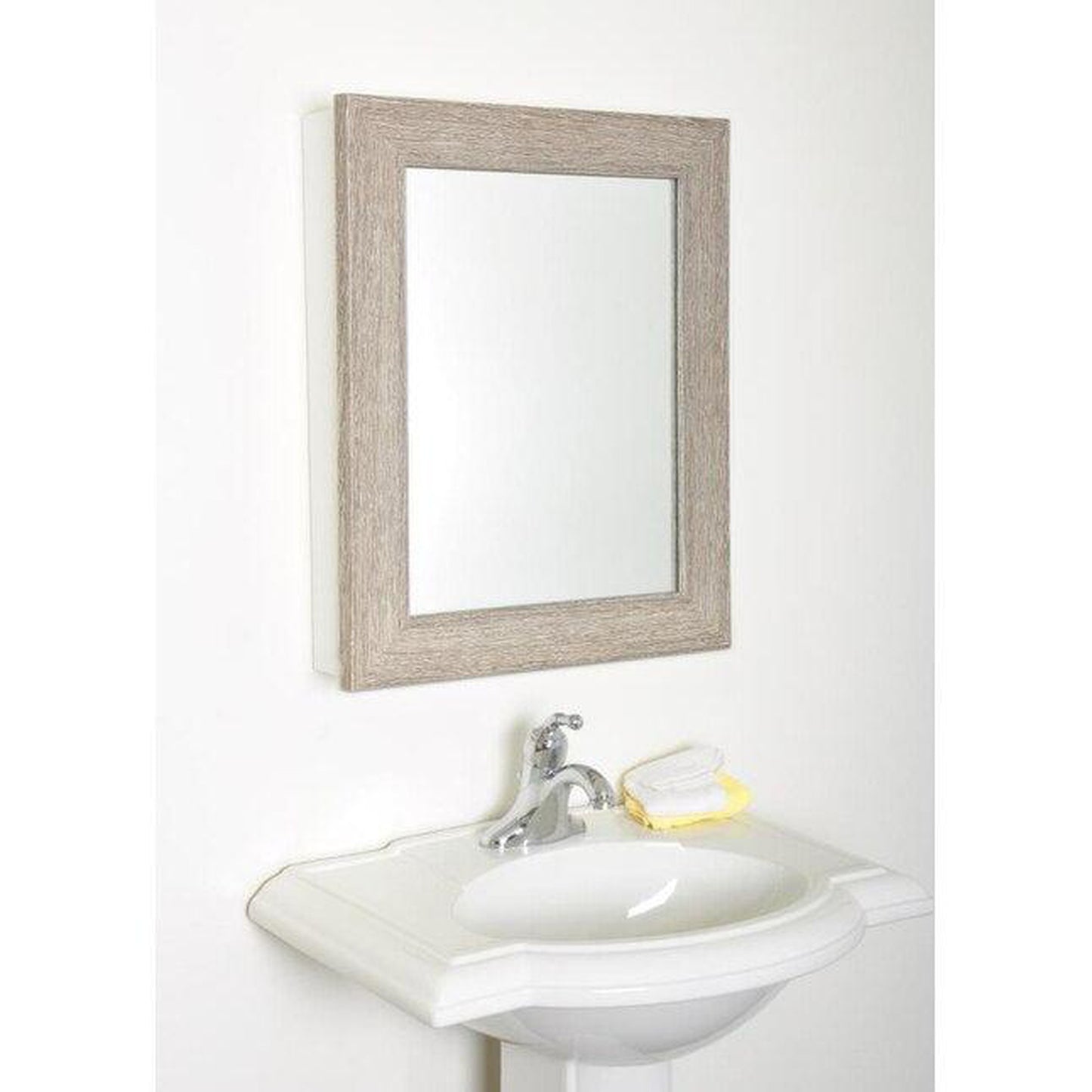 Brandtworks Framed Wooden 27" x 22" Farmhouse Grain Medicine Cabinet