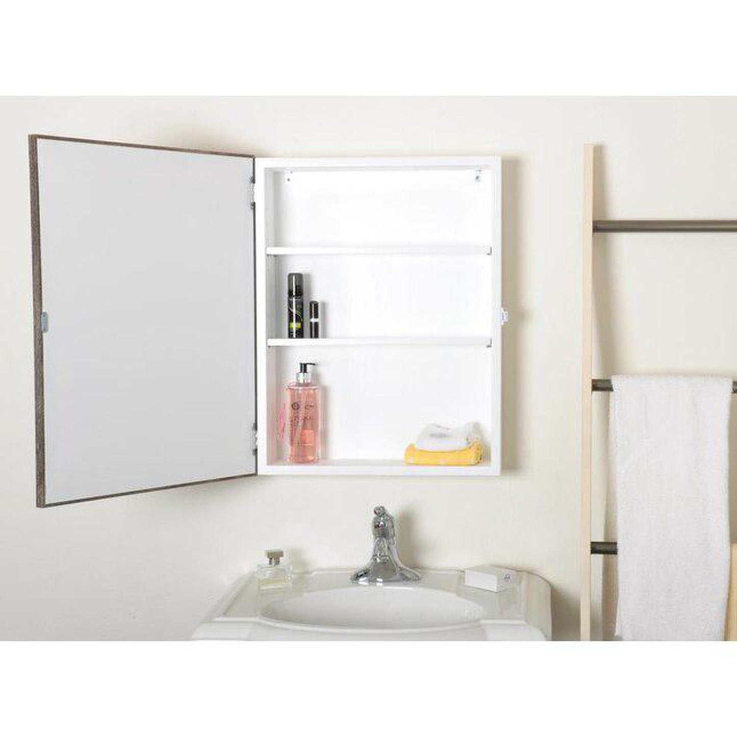 Brandtworks Framed Wooden 27" x 22" Matte White Medicine Cabinet