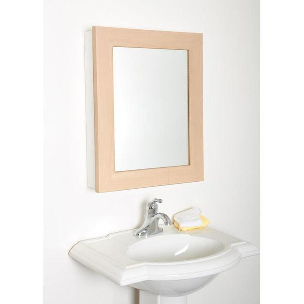 Brandtworks Framed Wooden 27" x 22" Natural Grain Medicine Cabinet
