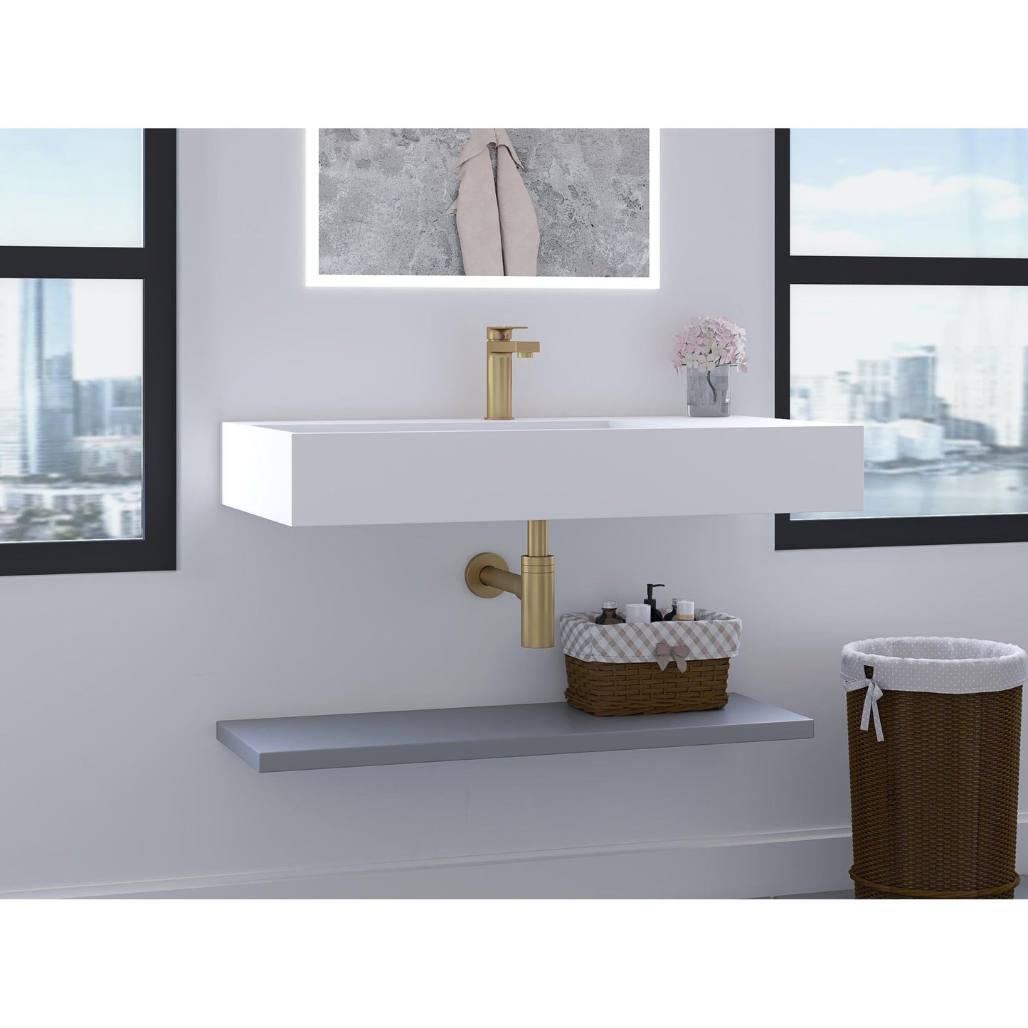 Castello USA Brushed Gold Decorative Round Siphon Bottle Brass P-Trap