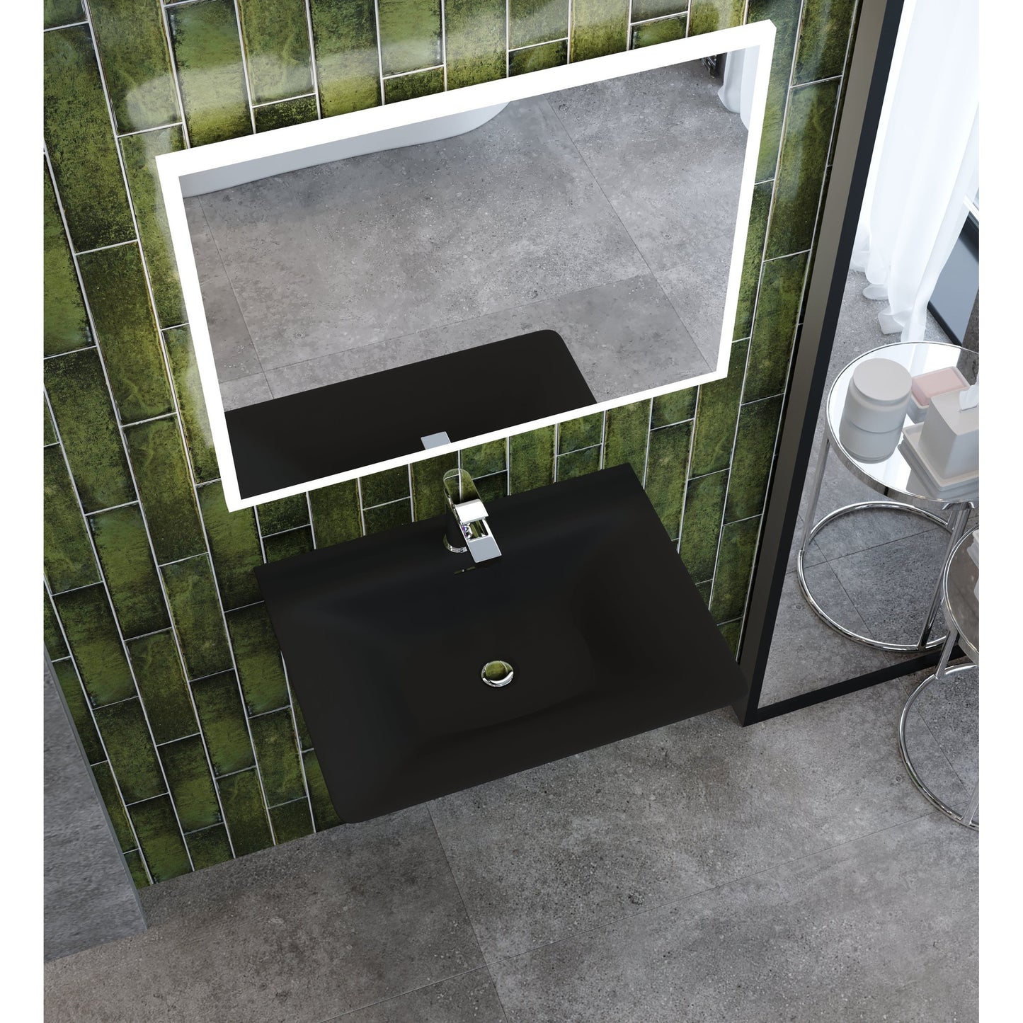 Castello USA Carmella 24" Black Wall-Mounted Bathroom Sink