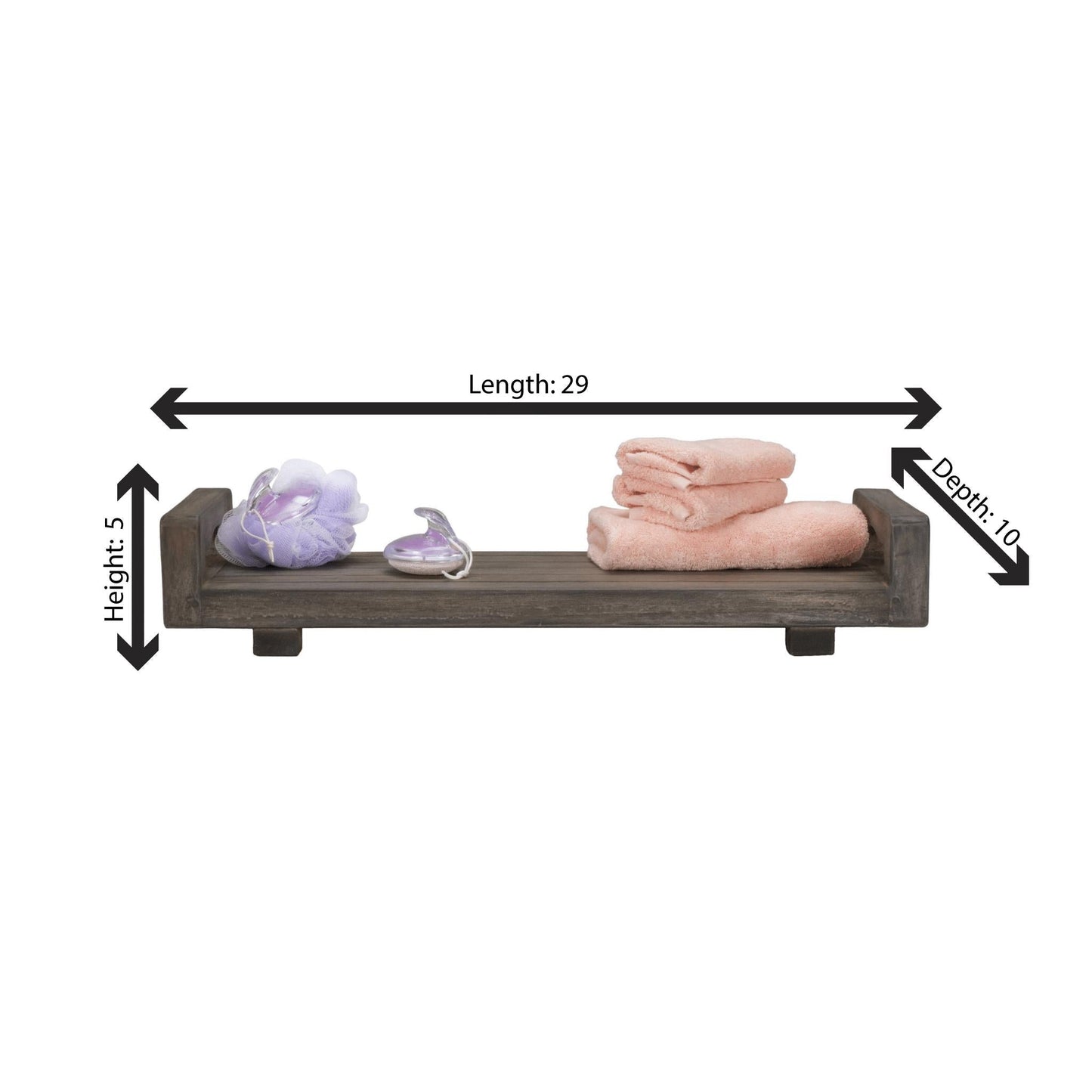 CoastalVogue Eleganto 29" Antique Gray Solid Teak Wood Bath Tray And Seat With LiftAide Arms