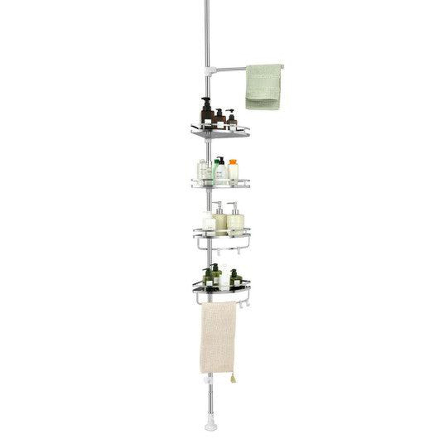 Costway 4-Tier Tension Shower Corner Caddy with 304 Stainless Steel