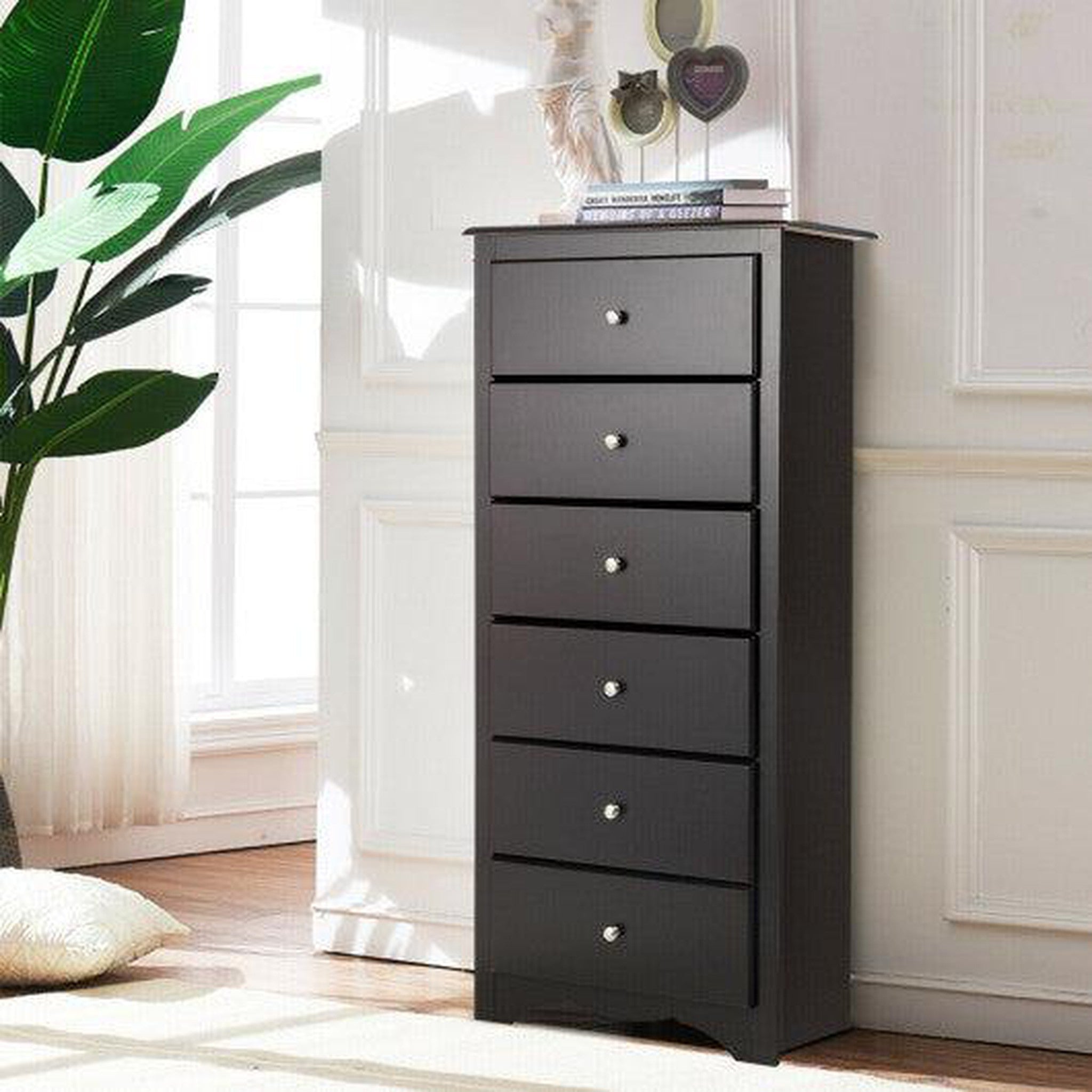 Costway Brown 6 Drawer Chest Dresser Clothes Storage Bedroom Furniture ...