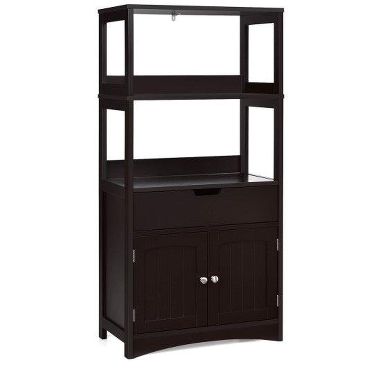 Costway Espresso Bathroom Storage Cabinet with Drawer and Shelf Floor Cabinet