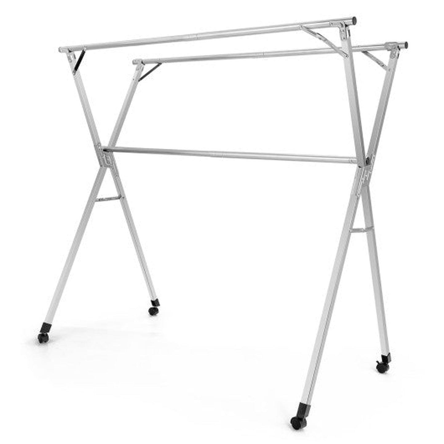 Costway Foldable Steel Clothes Drying Rack with 4 Universal Wheels for Laundry