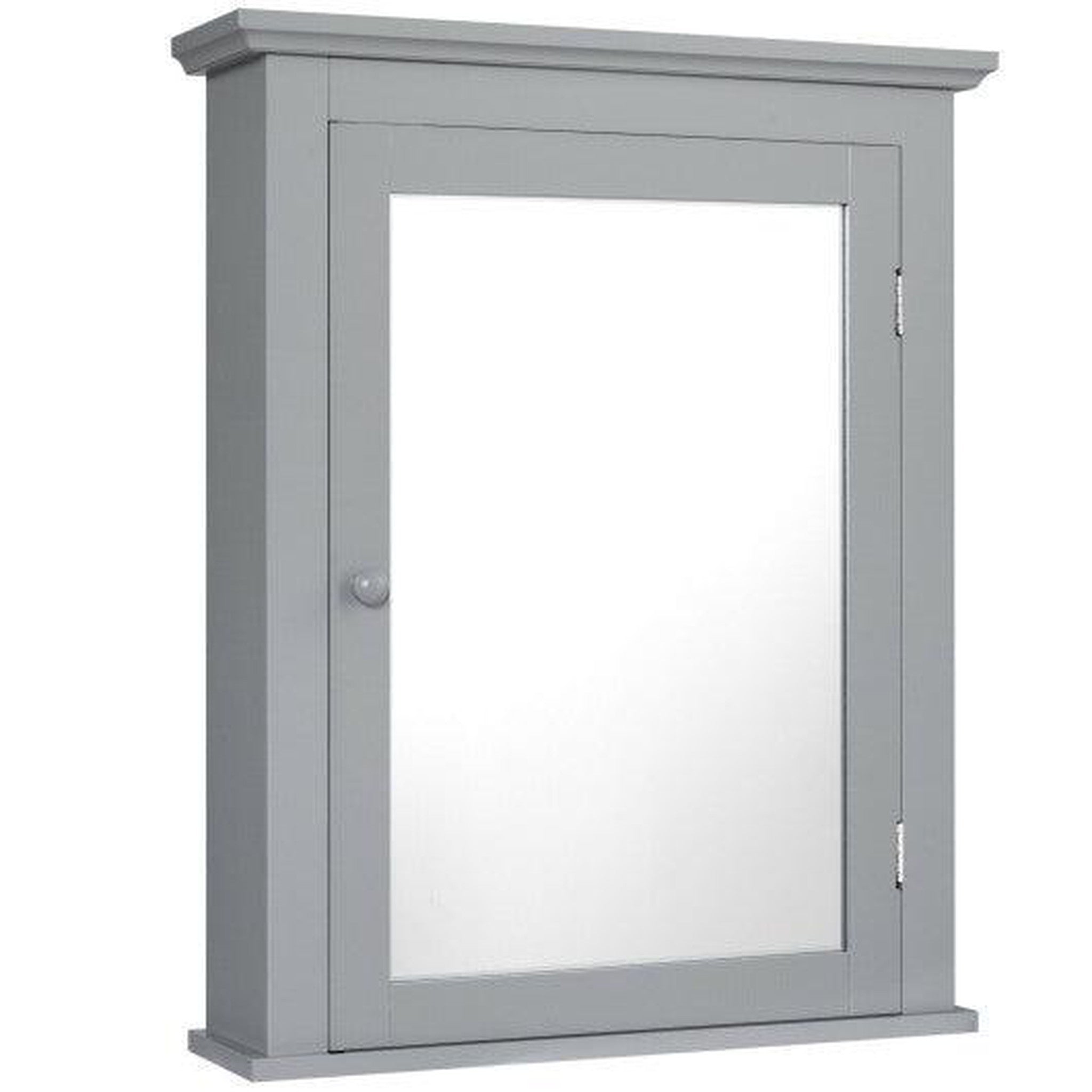 Costway Gray Bathroom Mirror Wall Mounted Adjustable Shelf Med