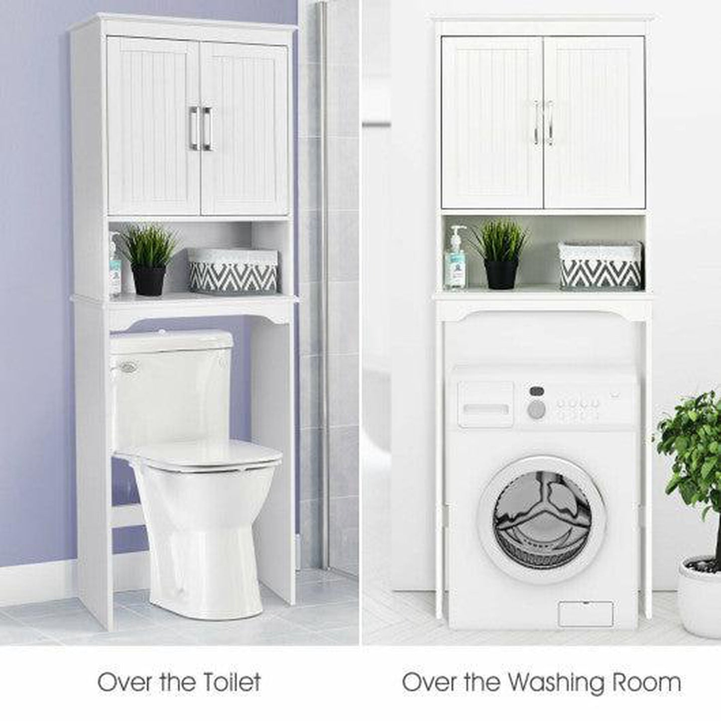Costway Over Toilet Space Saver Bathroom Organizer with Storage Cabinet