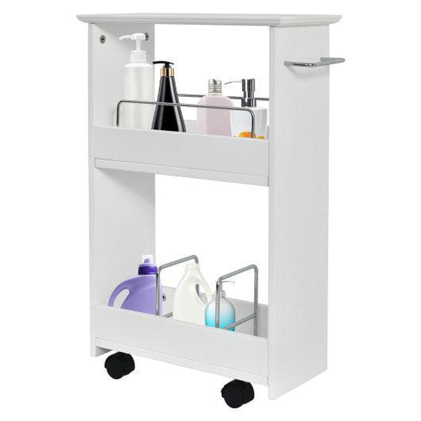 Costway Slim Rolling 3-Tier Bathroom Mobile Shelving Cabinet wih Handle