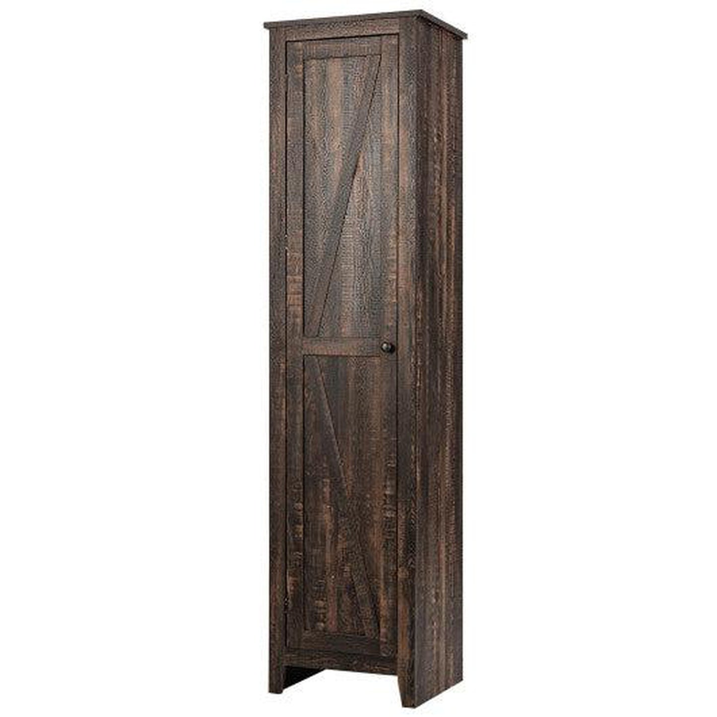 Costway Walnut Linen Tower Bathroom Storage Cabinet Tall Slim Side Organizer with Shelf