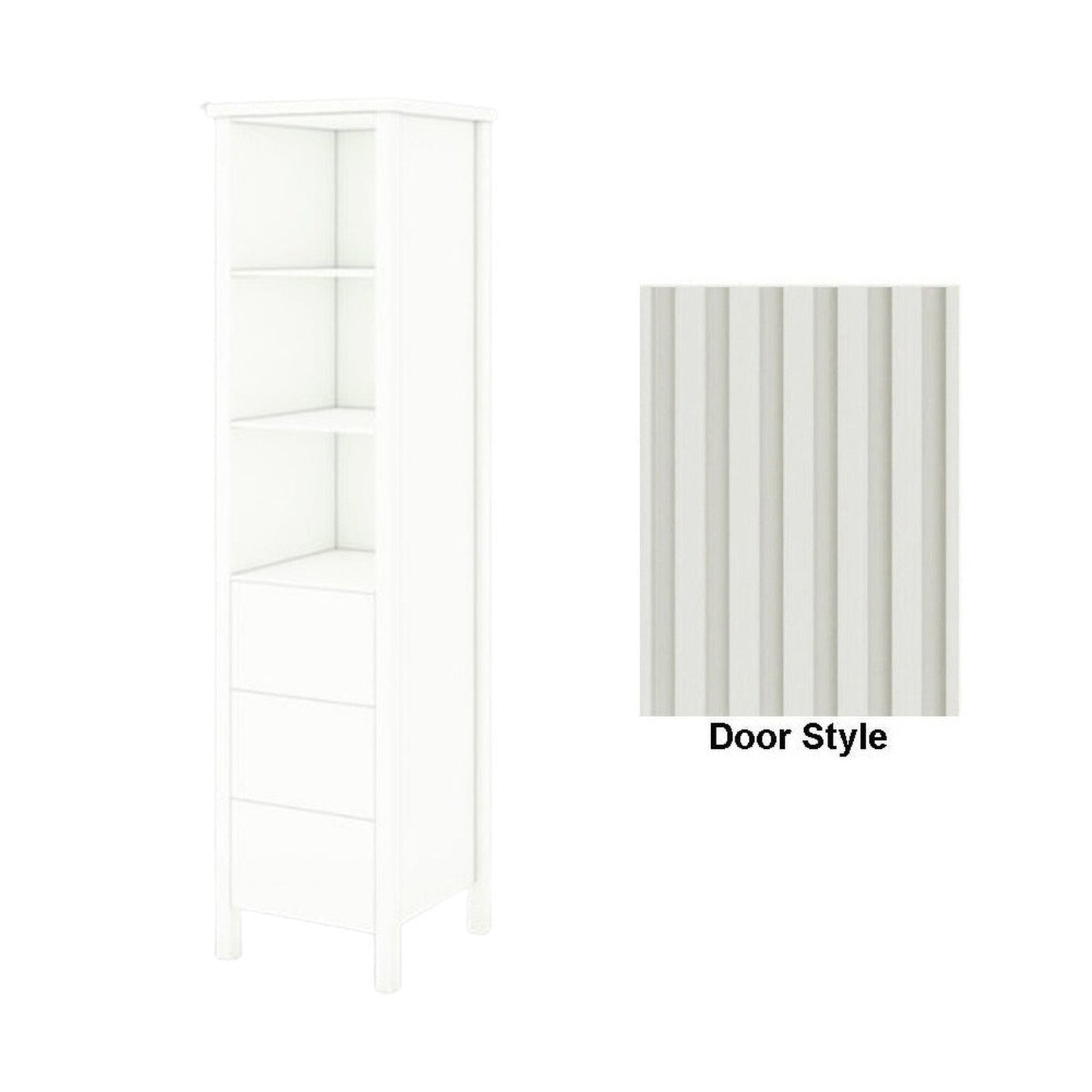 DM Bath 18" x 80" Navy Blue Finish Freestanding Linen Storage Tower with Flutted Narrow Door Style