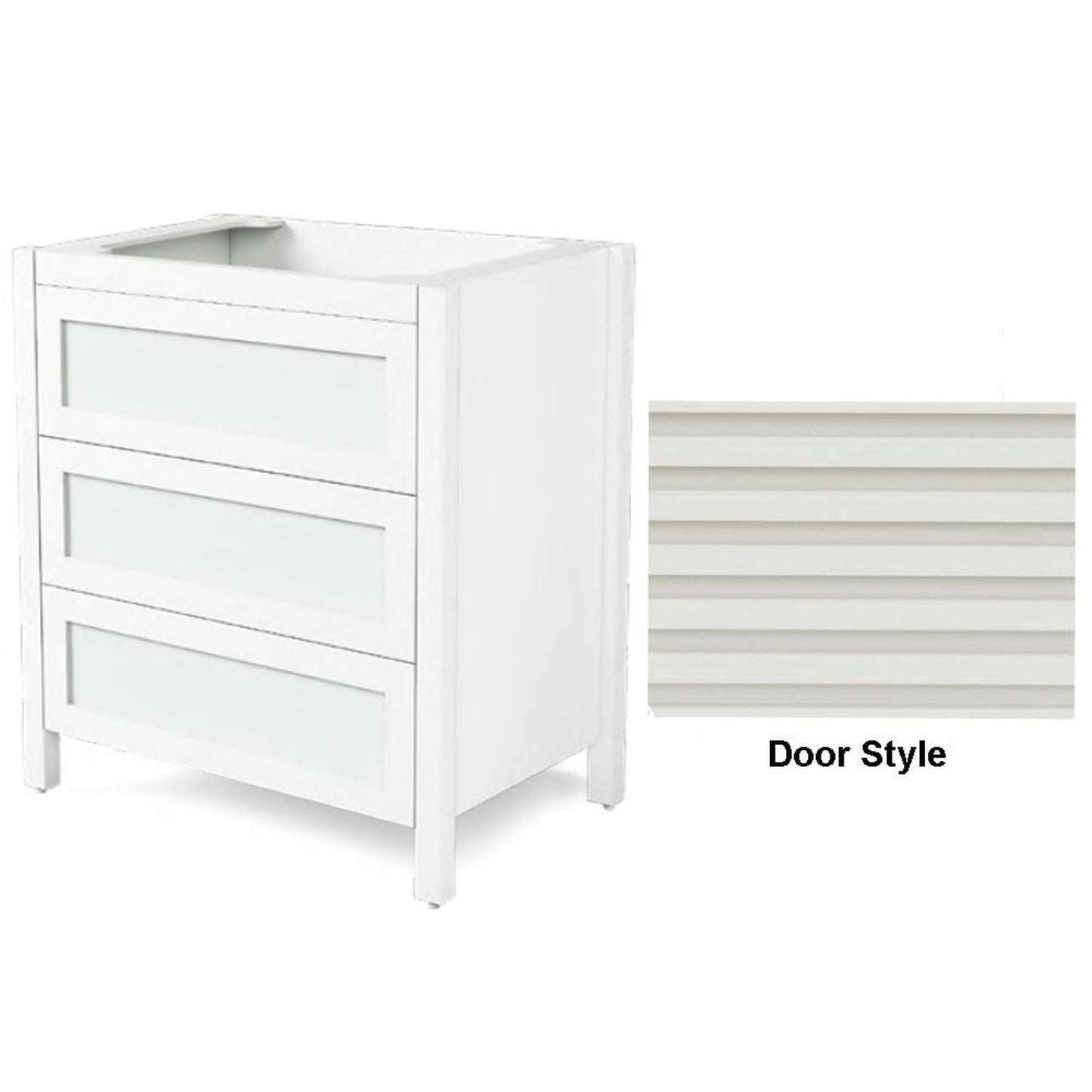 DM Bath 30" Dark Teal Finish Freestanding 3-Drawer Cabinet with Horizontal Flutted Narrow Door Style