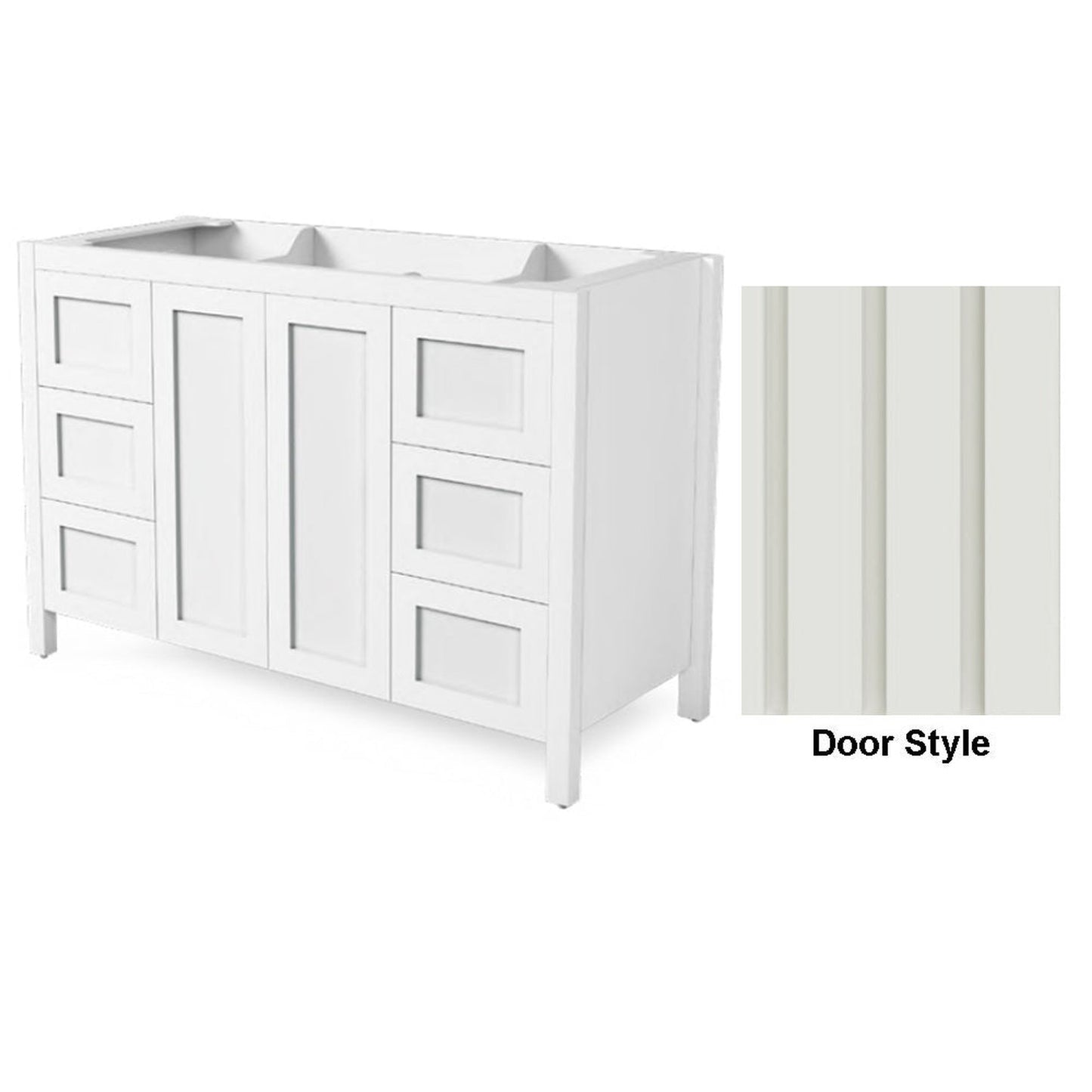 DM Bath 52" Toffee Maple Stain Freestanding Bathroom Vanity with Flutted Wide Door Style