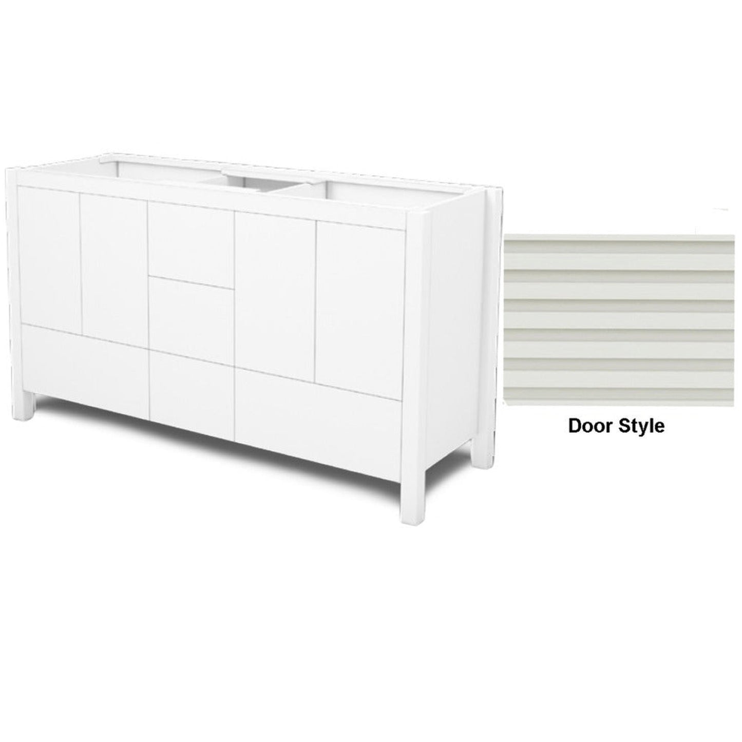 DM Bath 60" Dark Teal Finish Freestanding Double Bathroom Vanity with Horizontal Flutted Narrow Door Style