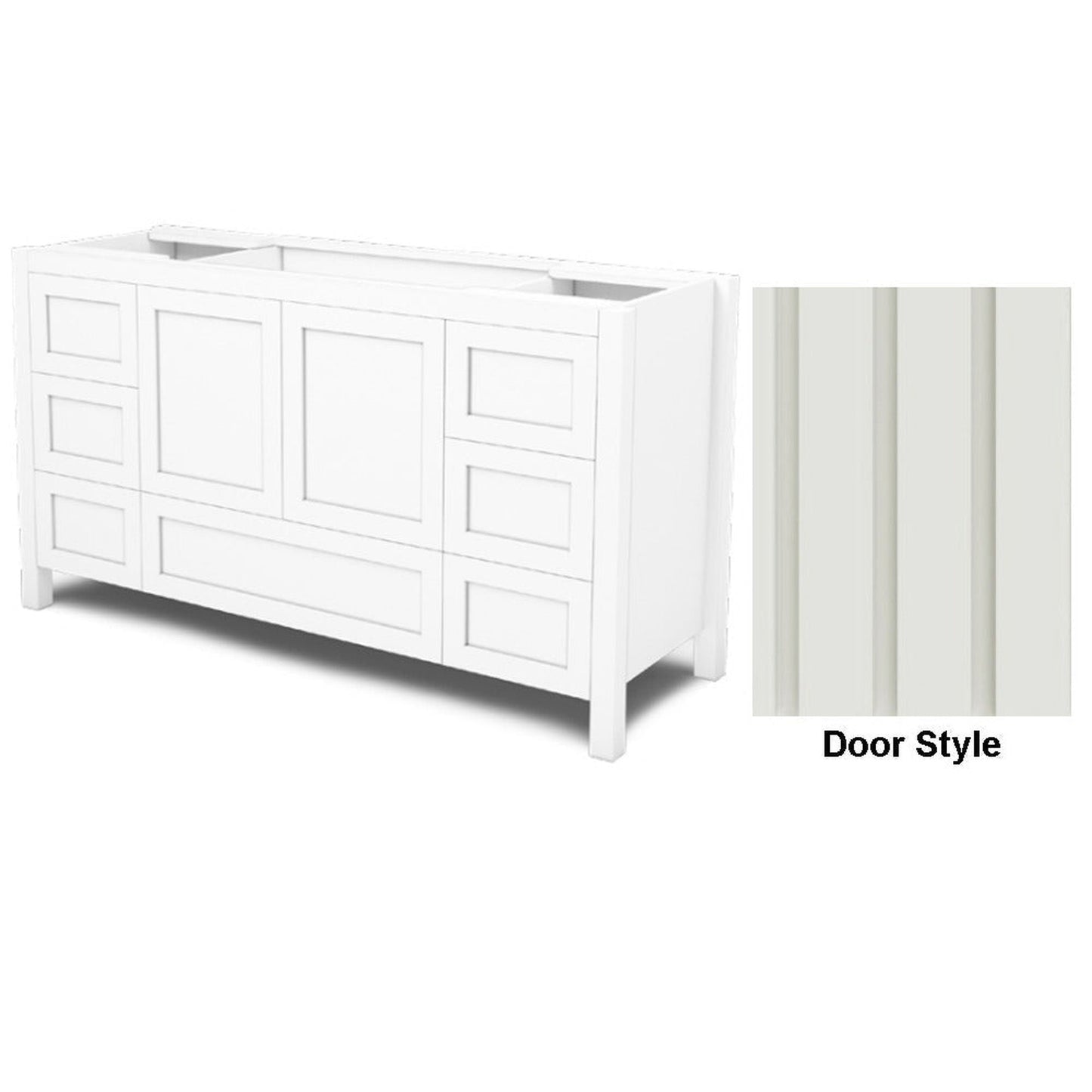 DM Bath 60" Whitewash Maple Stain Freestanding Bathroom Vanity with Flutted Wide Door Style