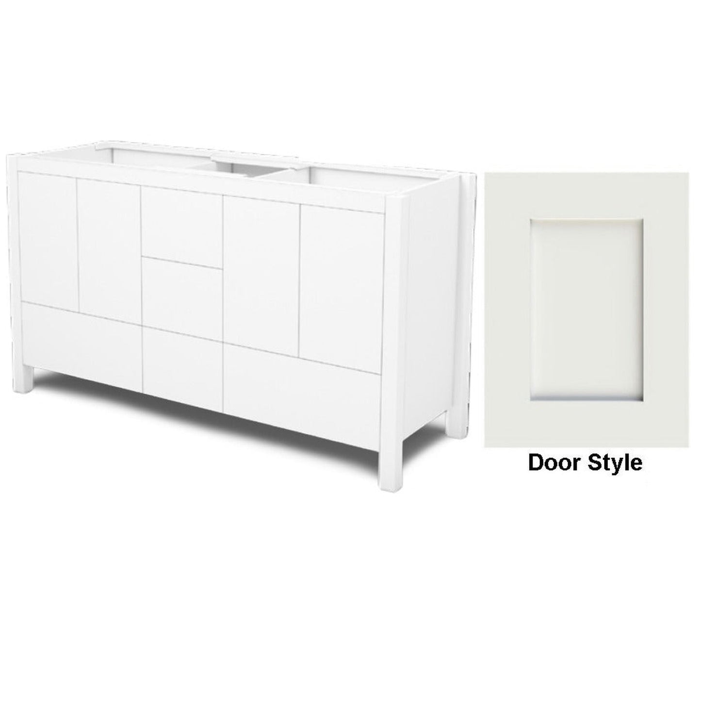 DM Bath 60" Whitewash Maple Stain Freestanding Double Bathroom Vanity with 2" Shaker Panel Door Style