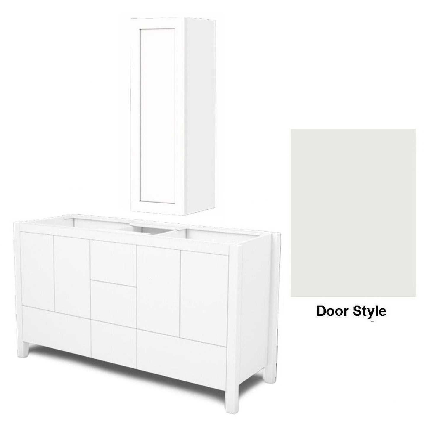 DM Bath AVA Combo 60" Iron Grey Finish Freestanding Double Bathroom Vanity & Wall-Mount Storage Tower with Slab Door Style