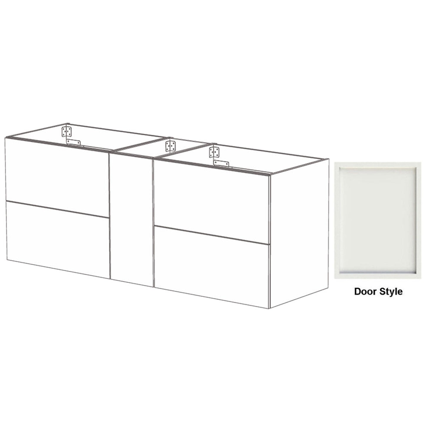 DM Bath AXEL Combo 60" Dark Greige Finish Floating Bathroom Vanity Modular Set with Slim Shaker Door Style