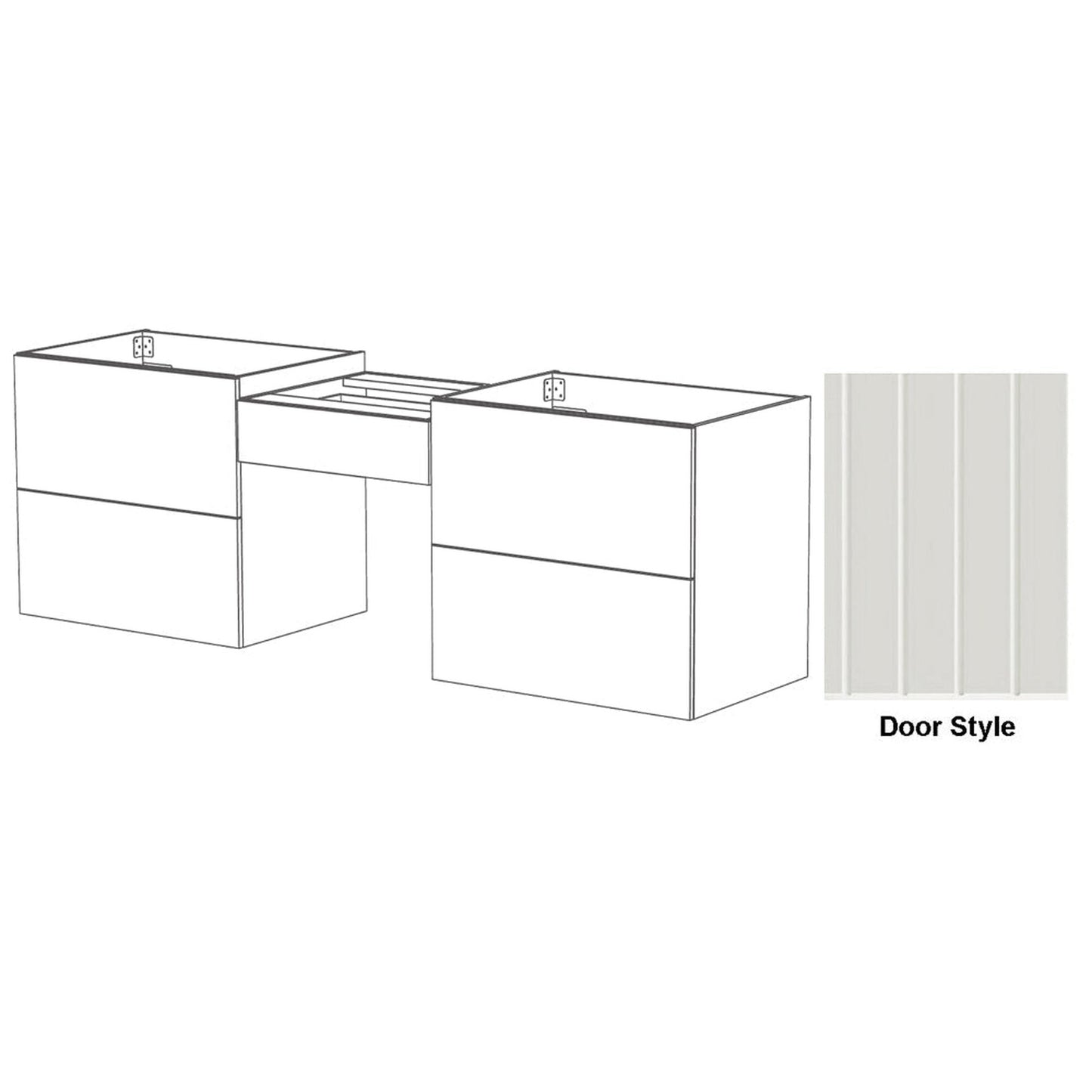 DM Bath Dove Combo 102" Light Grey Finish Floating Bathroom Vanity Modular Set with Groove Wide Door Style