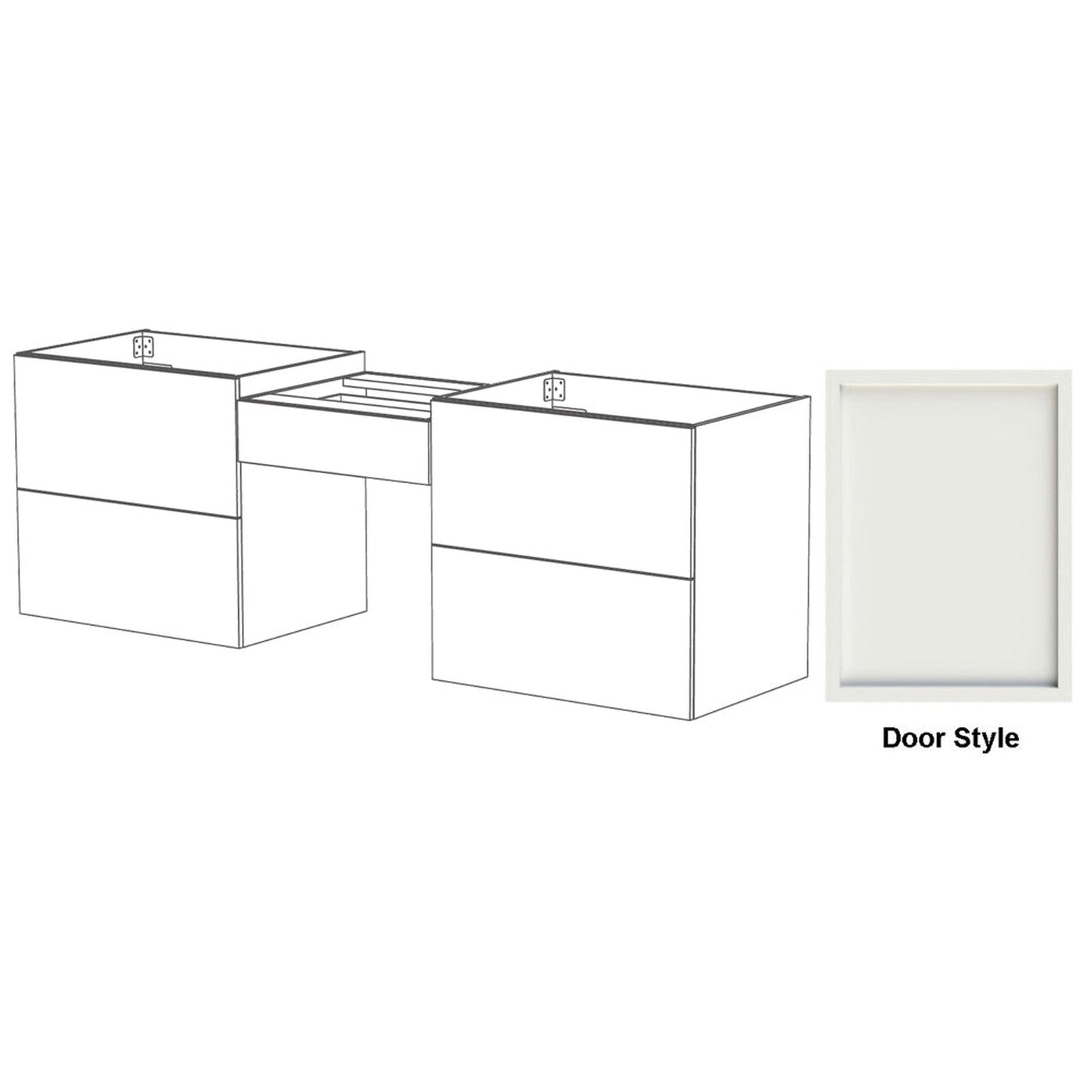 DM Bath Dove Combo 72" Matte Black Finish Floating Bathroom Vanity Modular Set with Slim Shaker Door Style