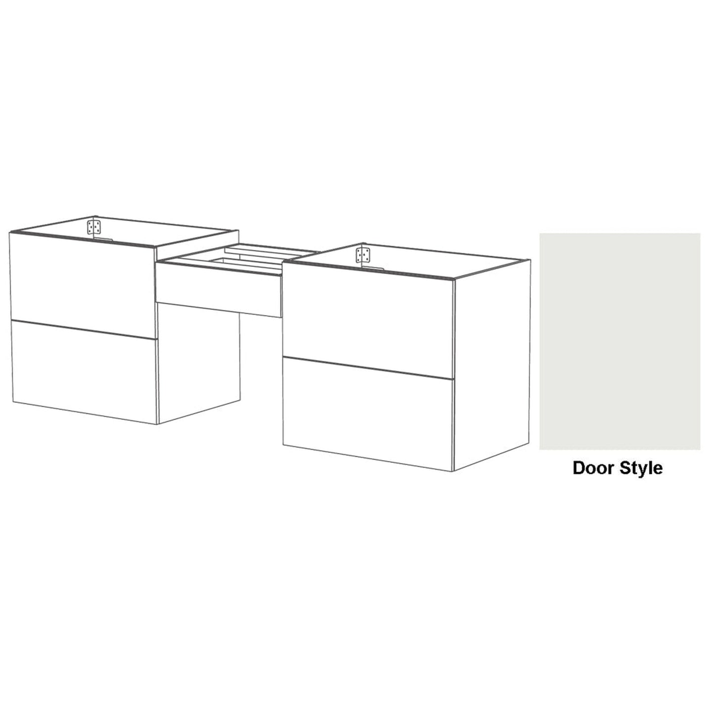 DM Bath Dove Combo 96" Designer White Finish Floating Bathroom Vanity Modular Set with Slab Door Style
